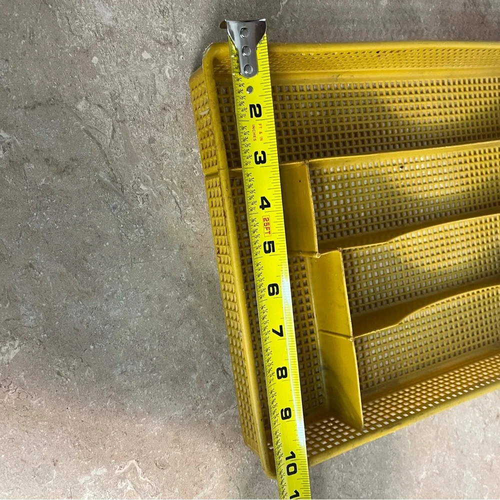 Vintage Yellow Plastic Cutlery Tray Organizer